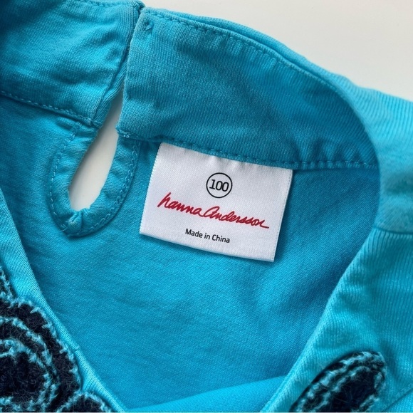 Hanna Andersson Variations of Blue Teal Aqua Tiered Long sleeve Dress Size 4 - Picture 5 of 6